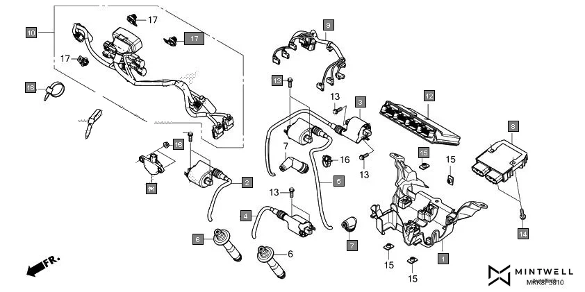 F-38-10 SUB HARNESS/IGNITION COIL assembly diagram for HONDA Africa Twin CRF1000DJ