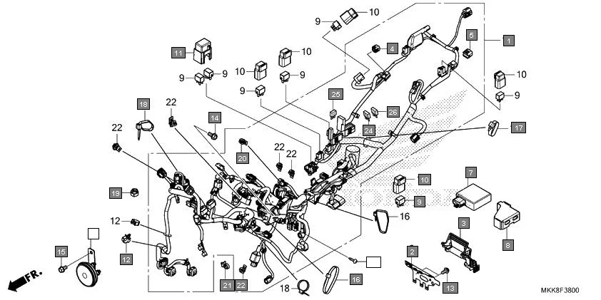 F-38 WIRE HARNESS assembly diagram for HONDA Africa Twin CRF1000DJ