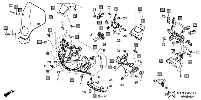 F-43 FRONT COVER assembly diagram for HONDA Africa Twin CRF1000DK