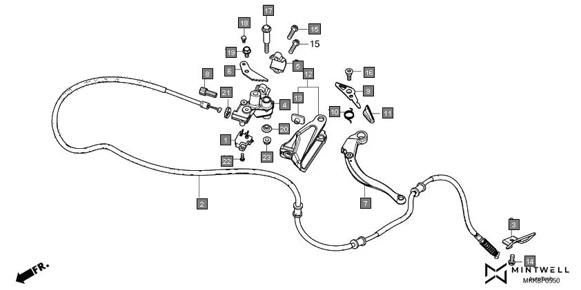 F-5-50 PARKING BRAKE LEVER assembly diagram for HONDA Africa Twin CRF1000DJ