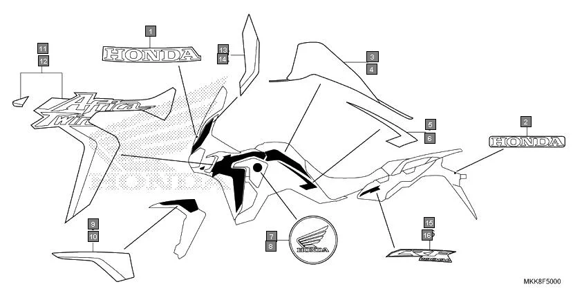 F-50 MARK/STRIPE assembly diagram for HONDA Africa Twin CRF1000DJ