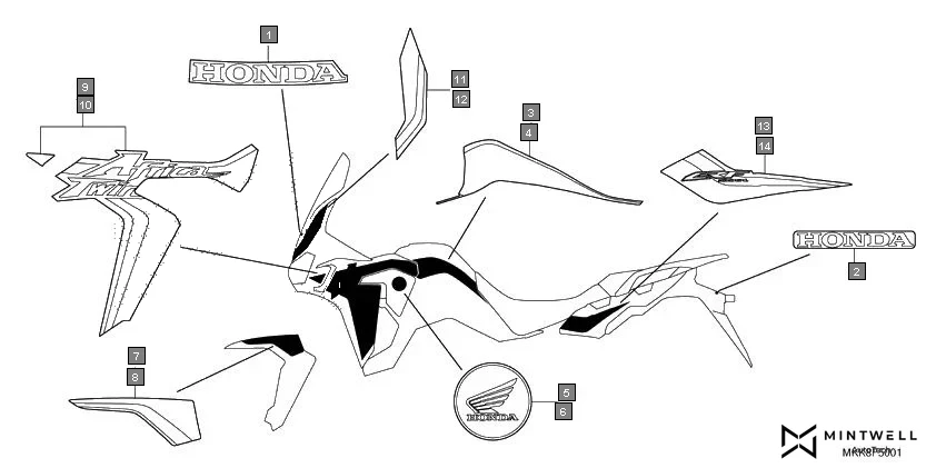 F-50-1 MARK/STRIPE(CRF1000DK) assembly diagram for HONDA Africa Twin CRF1000DK