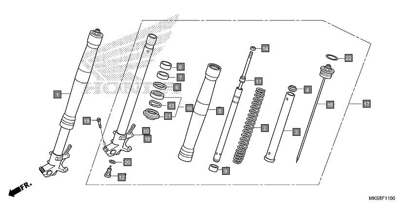 F-11 FRONT FORK diagram showing 51451-MAJ-G41
