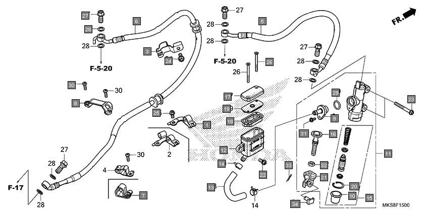 F-15 REAR BRAKE MASTER CYLINDER diagram showing 43514-KS6-701