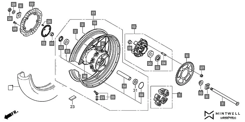 F-19-20 REAR WHEEL diagram showing 42306-MKS-E00