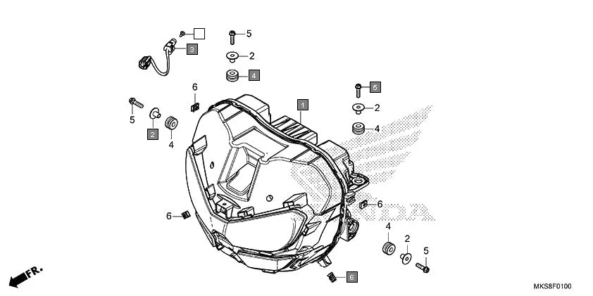 F-1 HEADLIGHT diagram showing 33100-MKS-E21