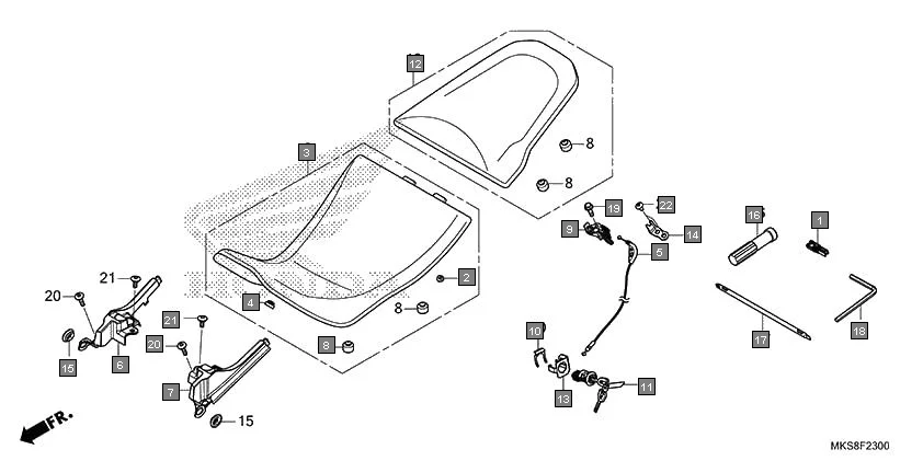 F-23 SEAT diagram showing 77322-MKS-E00