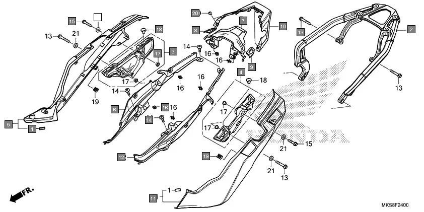 F-24 SIDE COVER/REAR CARRIER diagram showing 81350-MKS-E20