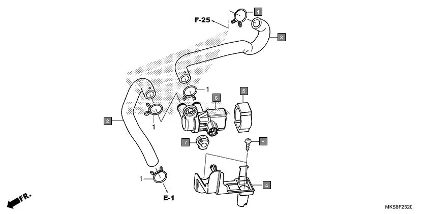 F-25-20 AIR INJECTION SOLENOID VALVE diagram showing 43516-MR5-000