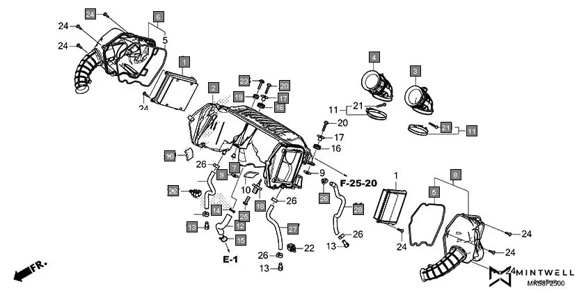 F-25 AIR CLEANER assembly diagram for HONDA Africa Twin CRF1100DL2N
