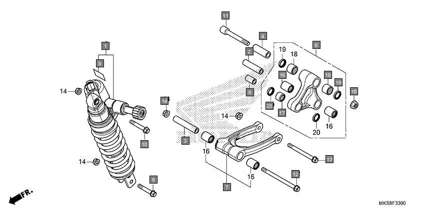 F-33 REAR CUSHION diagram showing 52464-MJP-G50