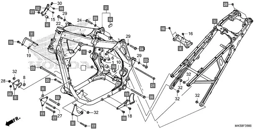 F-39 FRAME BODY diagram showing 90025-GHB-630