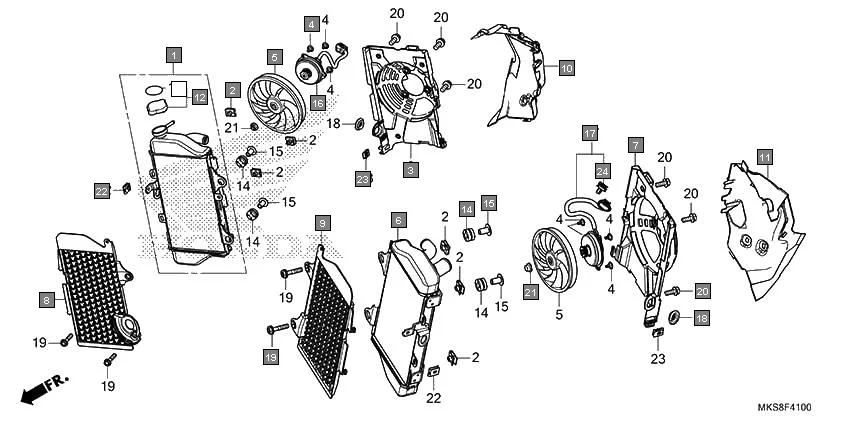 F-41 RADIATOR diagram showing 19090-MKS-E01