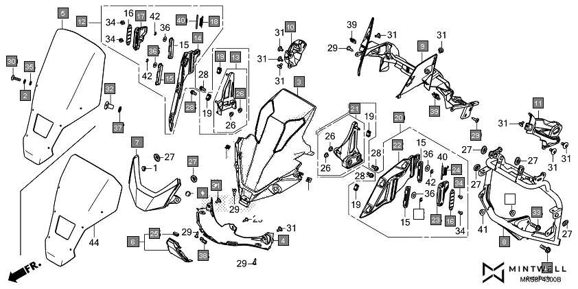 F-43 FRONT COVER assembly diagram for HONDA Africa Twin CRF1100DL2N