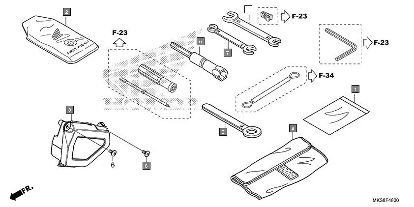 F-48 TOOL diagram showing 89050-MKS-E00