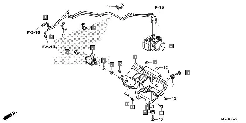 F-5-20 ABS MODULATOR diagram showing 45126-MKS-E00