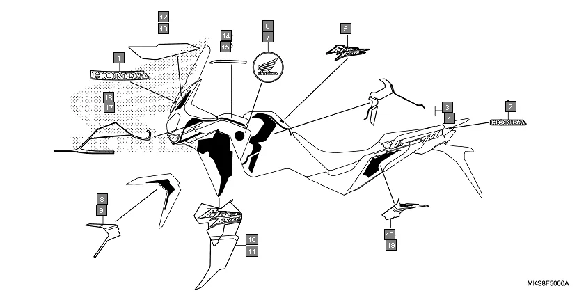 F-50 MARK/STRIPE(CRF1100AL2) diagram showing 86612-MKS-EC0ZA