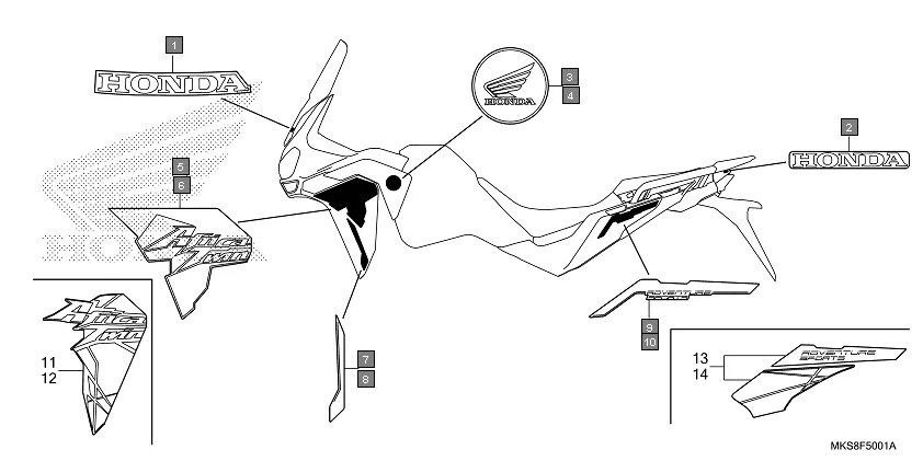 F-50-1 MARK/STRIPE(2) diagram showing 86641-MKS-E20ZA