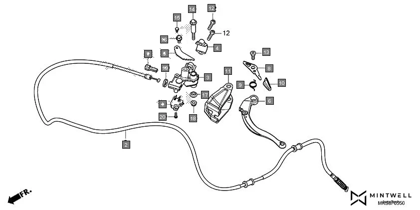 F-5-50 PARKING BRAKE LEVER diagram showing 90117-MJP-G50