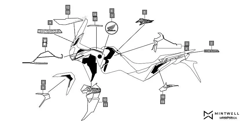 F-50 MARK/STRIPE(1) diagram showing 86102-MKJ-D00ZA