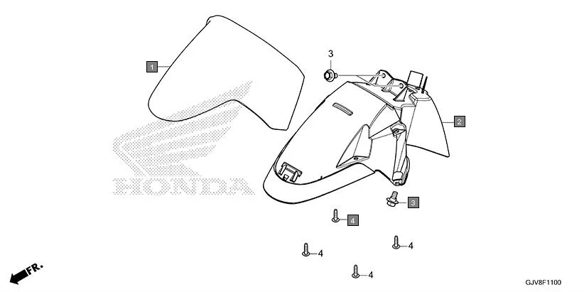F-11 FRONT FENDER assembly diagram for HONDA QC1 EFS9001S