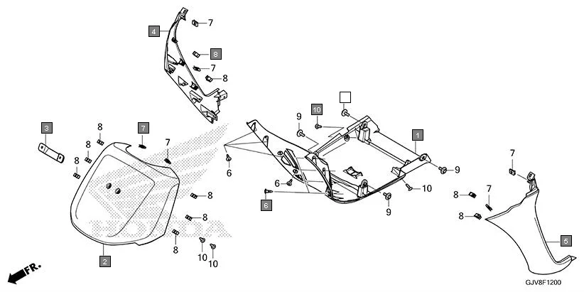 F-12 FRONT COVER assembly diagram for HONDA QC1 EFS9001S