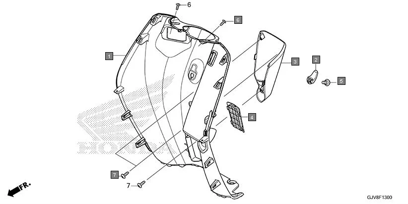 F-13 INNER COVER assembly diagram for HONDA QC1 EFS9001S