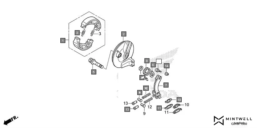 F-19 FRONT BRAKE PANEL assembly diagram for HONDA QC1 EFS9001S