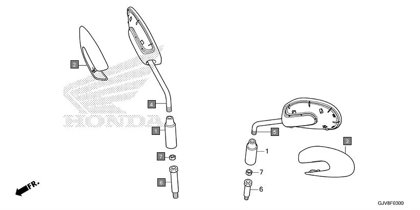 F-3 MIRROR assembly diagram for HONDA QC1 EFS9001S