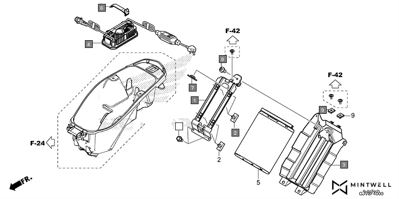 F-40 BATTERY/CHARGE UNIT assembly diagram for HONDA QC1 EFS9001S