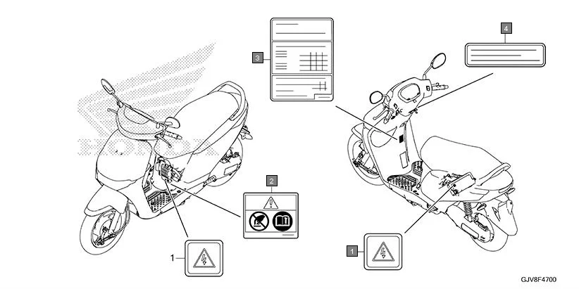 F-47 CAUTION LABEL assembly diagram for HONDA QC1 EFS9001S