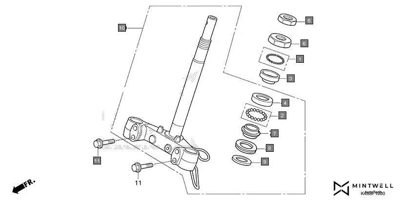 F-10 STEERING STEM diagram showing 90101-KVT-D00