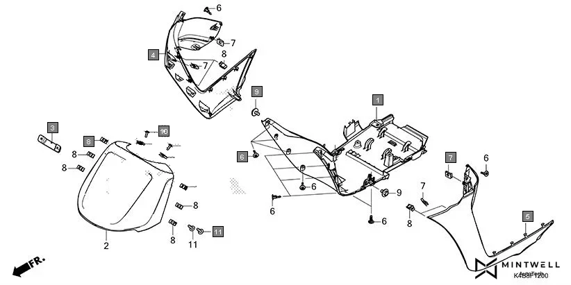F-12 FRONT COVER diagram showing 64304-K4B-D00ZF