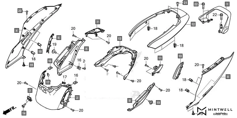 F-15 BODY COVER assembly diagram for HONDA Activa e EVI4S