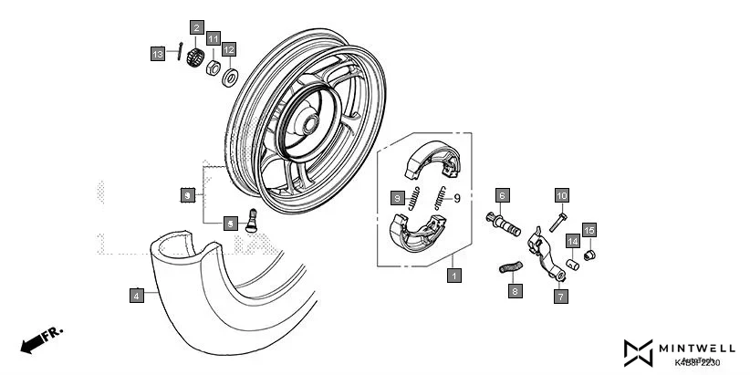 F-22-30 REAR WHEEL diagram showing 95015-32001
