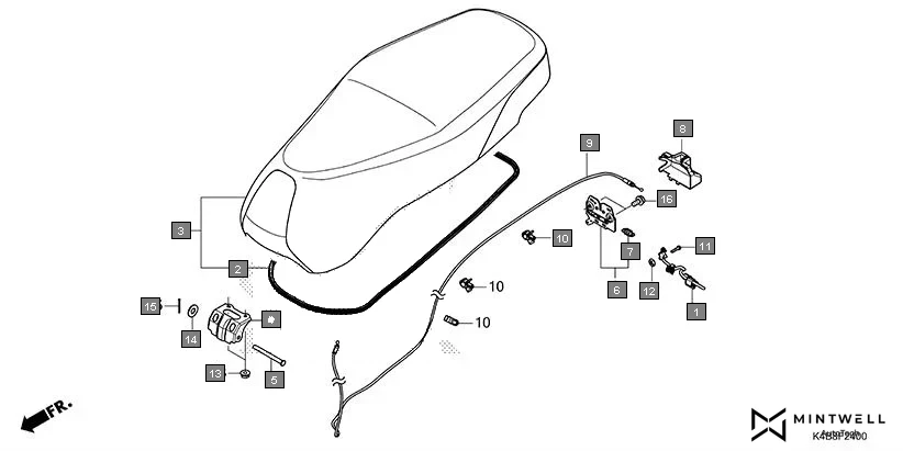 F-24 SEAT diagram showing 77237-K4B-D00
