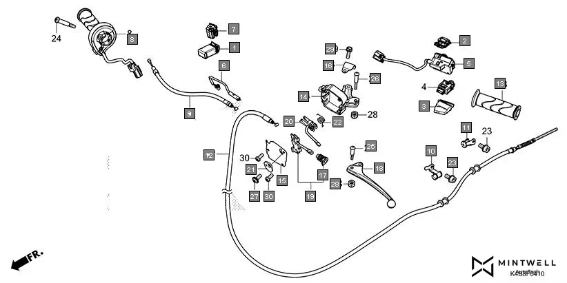 F-4-10 HANDLE LEVER/SWITCH/CABLE diagram showing 90304-KPL-900