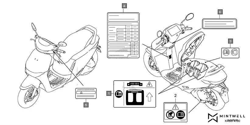F-47 CAUTION LABEL assembly diagram for HONDA Activa e EVI4S
