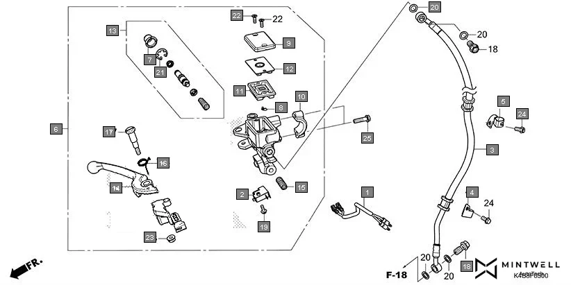 F-5 FRONT BRAKE MASTER CYLINDER diagram showing 45513-HA2-006