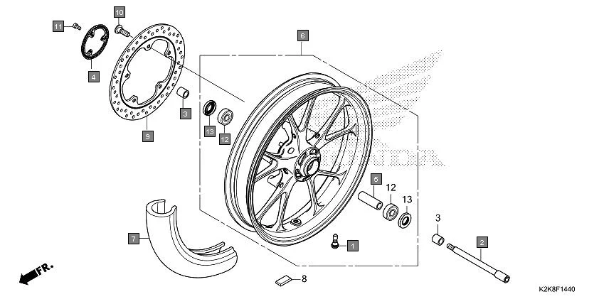 F-14-40 FRONT WHEEL assembly diagram for HONDA CB300F MC300AS