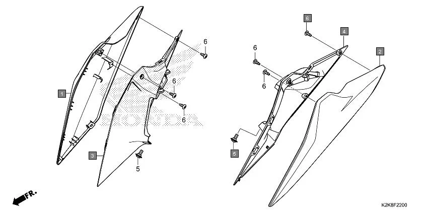 F-22 SHROUD assembly diagram for HONDA CB300F MC300AS