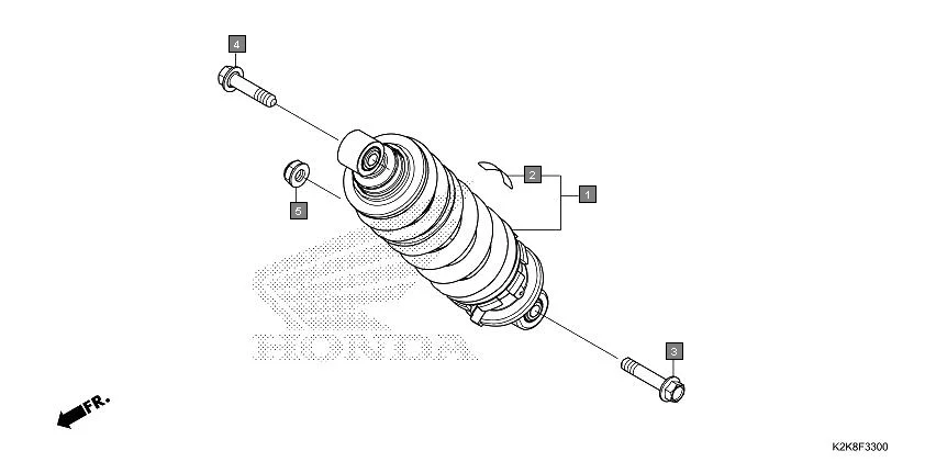 F-33 REAR CUSHION assembly diagram for HONDA CB300F MC300AS