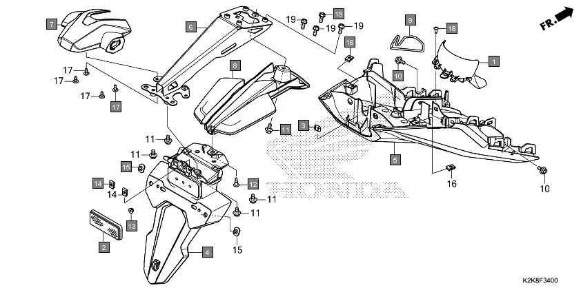F-34 REAR FENDER diagram showing 33741-KPL-902
