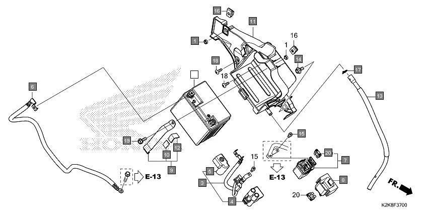 F-37 BATTERY assembly diagram for HONDA CB300F MC300AS