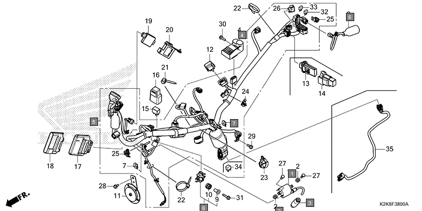 F-38 WIRE HARNESS assembly diagram for HONDA CB300F MC300AS