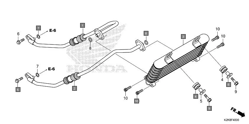 F-40 OIL COOLER assembly diagram for HONDA CB300F MC300AS