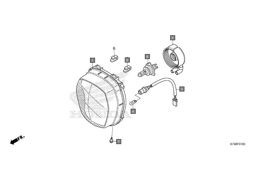 F-1 HEADLIGHT assembly diagram for HONDA Navi NVA110BK