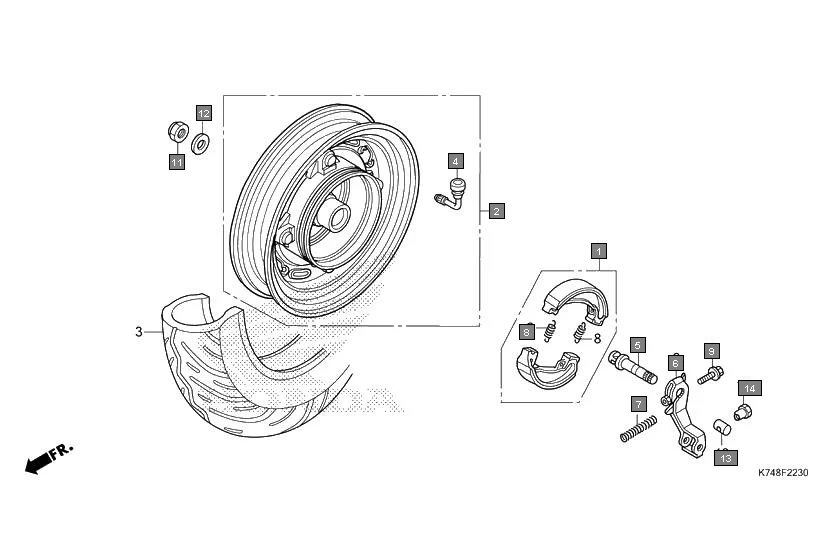 F-22-30 REAR WHEEL assembly diagram for HONDA Navi NVA110G