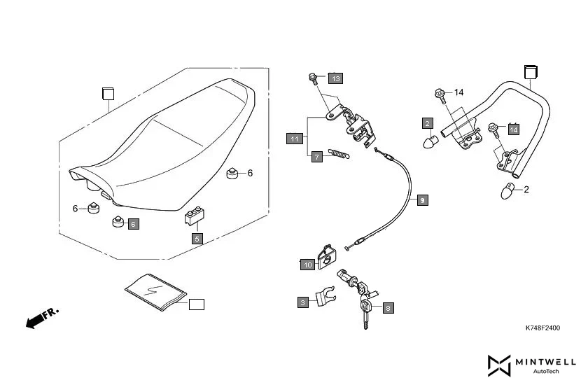 F-24 SEAT/REAR GRIP assembly diagram for HONDA Navi NVA110G