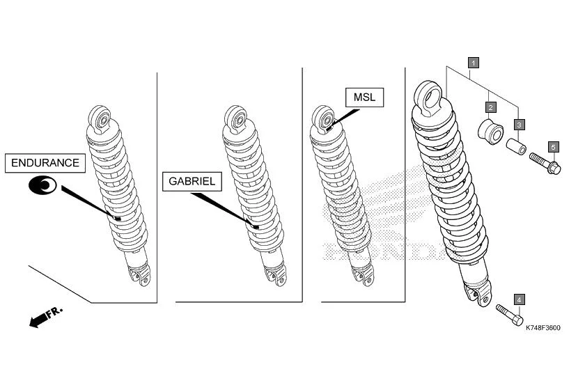 F-36 REAR CUSHION diagram showing 52489-KWS-901